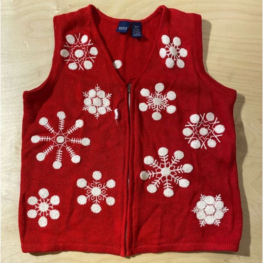 Basic Editions Sleeveless Zip Up Sweater Vest Medium (CZ)